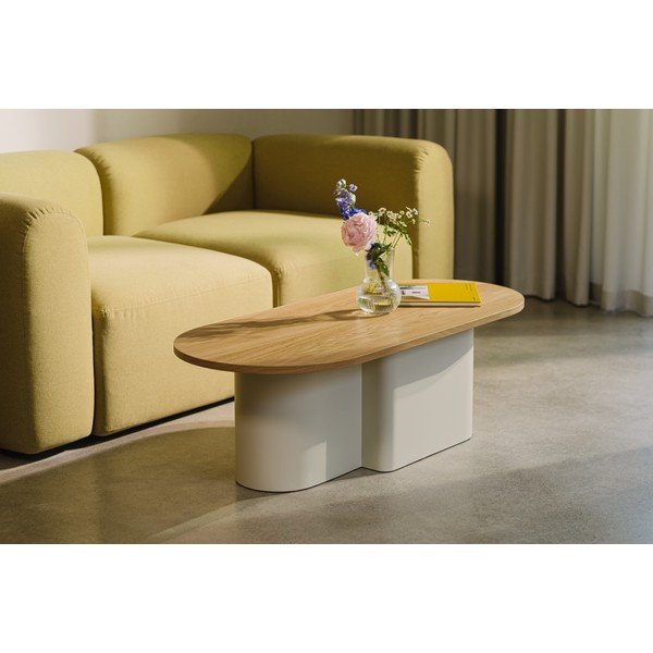 Smėlio spalvos kavos staliukas su ąžuolo dekoro stalviršiu 50x115 cm Looi – noo.ma-image-1