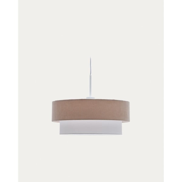 Baltos spalvos/smėlio spalvos kabantis šviestuvas ø 40 cm su tekstiliniu gaubtu Bianella – Kave Home-image-3