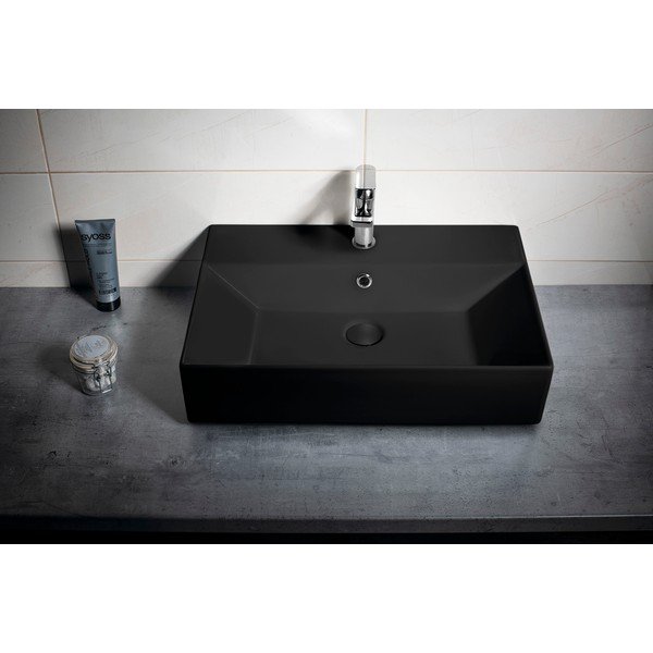 Iš keramikos praustuvas juodos spalvos 60x42 cm Sistema – Sapho-image-1