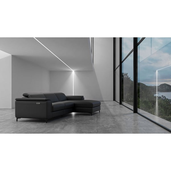 Kampinė sofa tamsiai pilkos spalvos iš odos (su dešiniuoju kampu) Brito – MESONICA-image-1