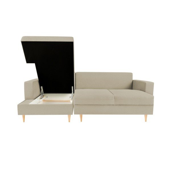 Smėlio spalvos kampinė sofa-lova su šezlongu kairėje pusėje Mazzini Sofas Iris-image-1