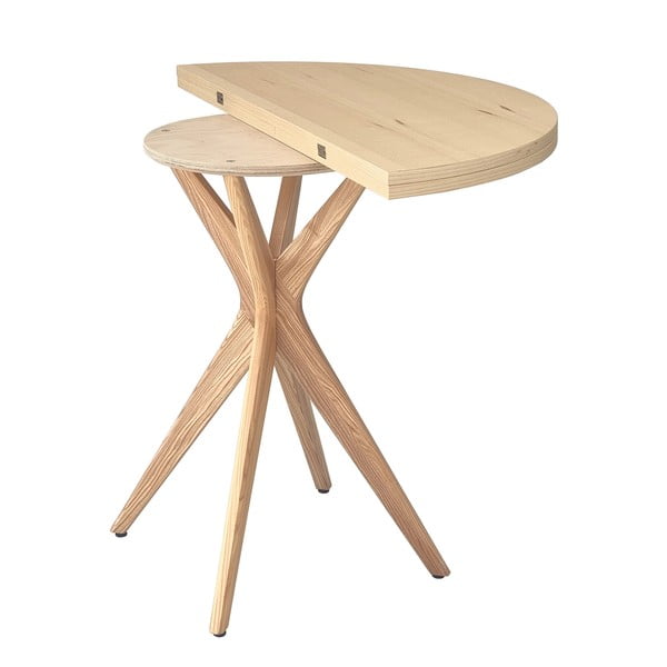 Apvalios formos prailginamas valgomojo stalas su uosio dekoro stalviršiu 45x90 cm Jubi – Ragaba-image-2