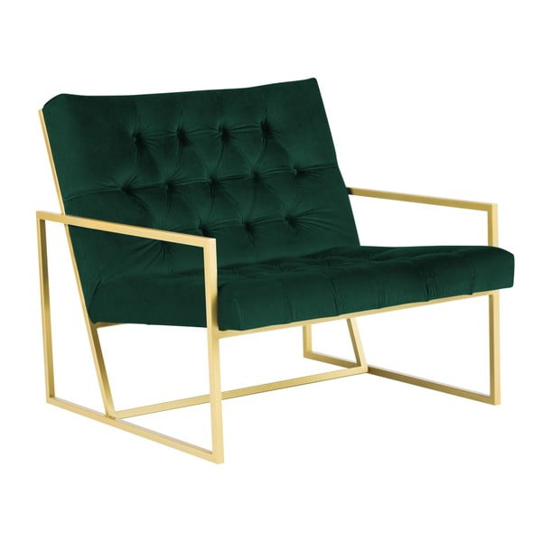 Žalias fotelis su aukso spalvos dizainu Mazzini Sofos Bono