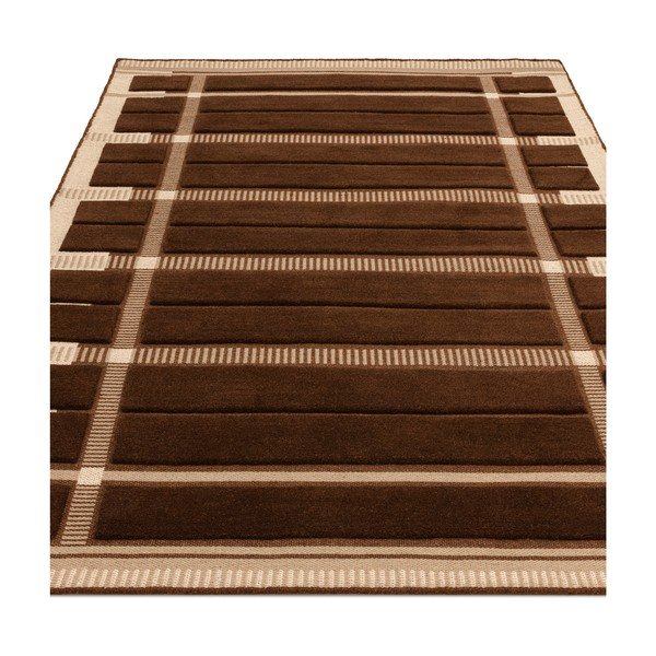 Rankų darbo rudos spalvos/smėlio spalvos iš vilnos kilimas 120x170 cm – Asiatic Carpets-image-3