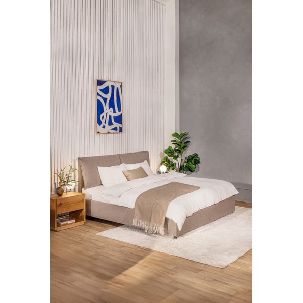 Minkšta dvigulė lova taupe spalvos su daiktadėže ir čiužiniu / grotelėmis 180x200 cm Myra Pillow - Bonami Selection-image-1