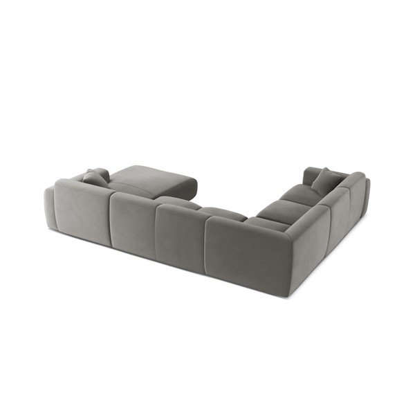 Pilkos spalvos kampinė sofa iš velveto („U“ formos) Molino – Micadoni -image-2
