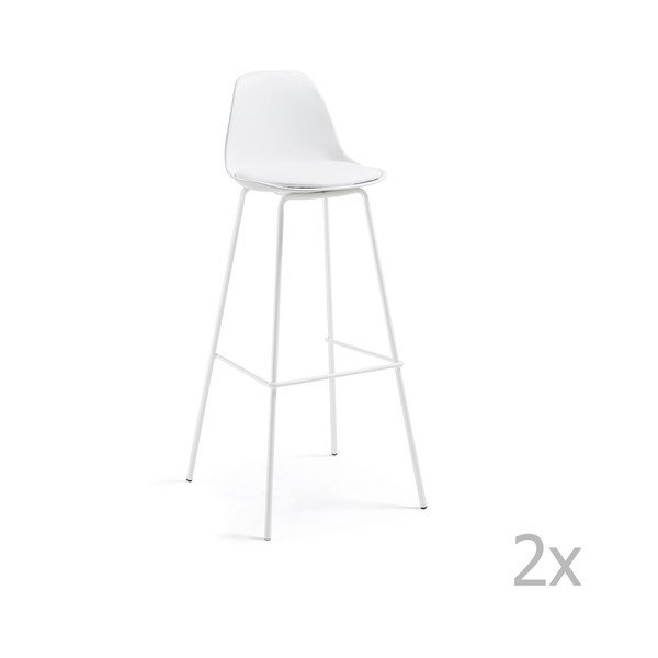 2 baltų baro kėdžių rinkinys "La Forma Lysna