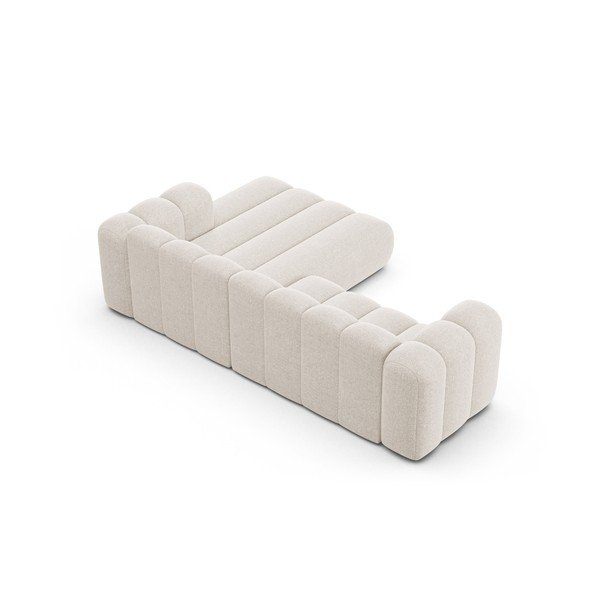 Kreminės spalvos kampinė sofa iš šenilinio audinio (su dešiniuoju kampu/su gultu) Lupine – Micadoni -image-3