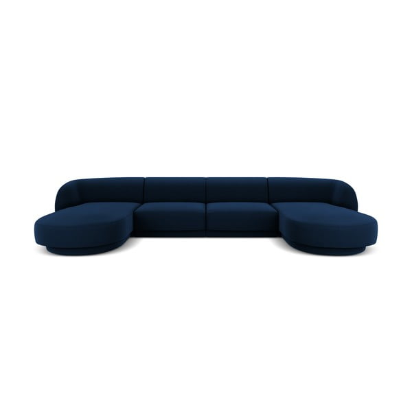Mėlyno aksomo kampinė sofa (U formos) Miley - Micadoni Home
