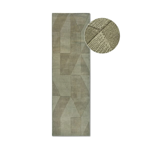 Rankų darbo iš vilnos kilimas žalios spalvos 80x250 cm Ursule – Villeroy&Boch