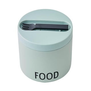 Žalios spalvos termosinė pietų dėžutė su šaukštu Design Letters Food, aukštis 11,4 cm