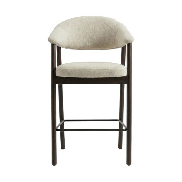 Rudos spalvos/kreminės spalvos iš audinio baro taburetė su porankiais (sėdynės aukštis 67 cm) Elk – Unique Furniture-image-1