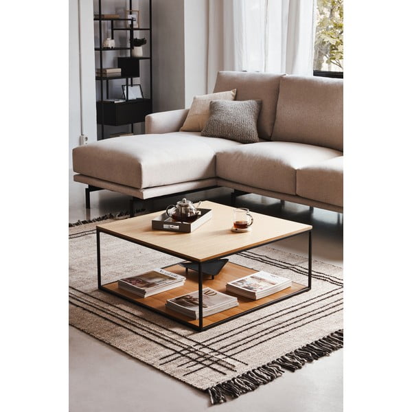 Žurnalinis staliukas su ąžuoliniu stalviršiu 80x80 cm Yona - Kave Home-image-2