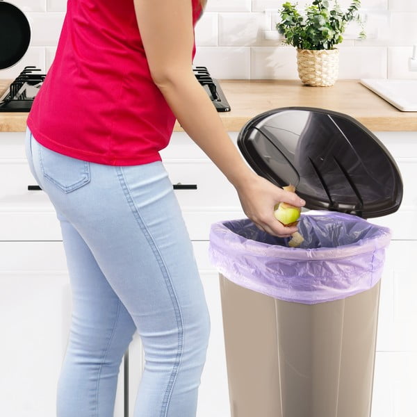 Rudos spalvos iš plastiko šiukšliadėžė su pedalu 30 l – Orion-image-2