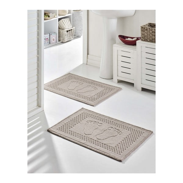 2 pilkų medvilninių vonios kilimėlių rinkinys Vonios kilimėlis "Garrudo", 50 x 70 cm