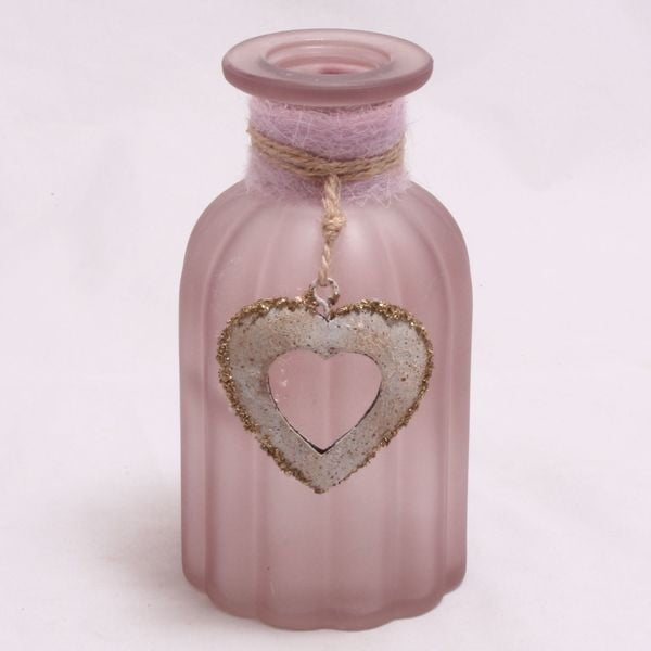 Antikvarinė rožinė vaza su šiaudų dekoru Dakls Heart