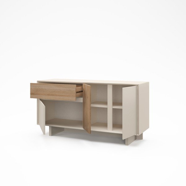 Smėlio spalvos/natūralios spalvos šoninė spintelė iš ąžuolo 146x76x45 cm Carpi – Marckeric-image-4