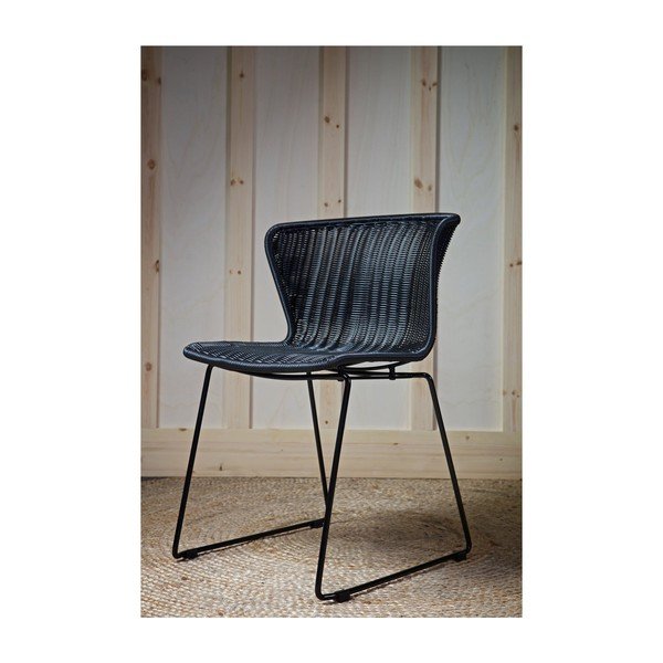 Juodos spalvos sodo kėdės dirbtinis rotangas 2 vnt. Wings – WOOOD-image-4