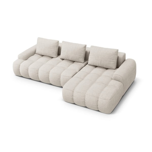 Smėlio spalvos sulankstoma/su sandėliavimo vieta kampinė sofa (su dešiniuoju kampu/su gultu) Linz – Cosmopolitan Design-image-3