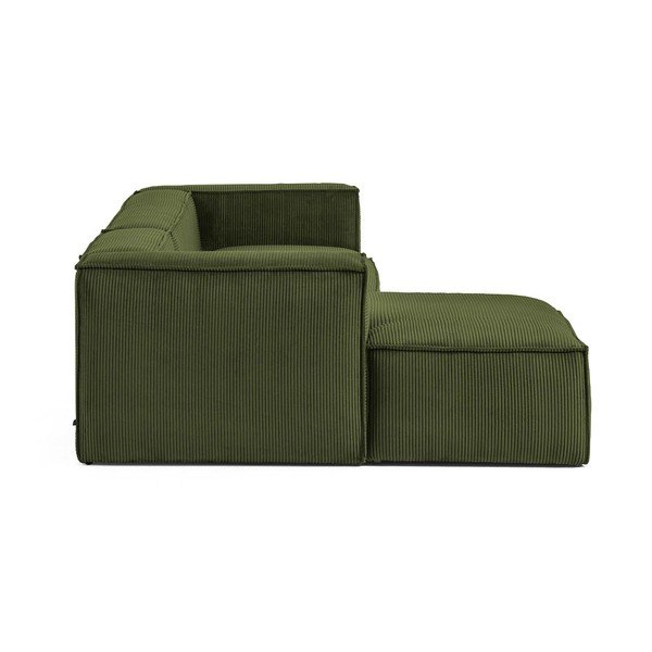 Žalios spalvos kampinė sofa iš kordinio velveto (su kairiuoju kampu/su gultu) Blok – Kave Home-image-2