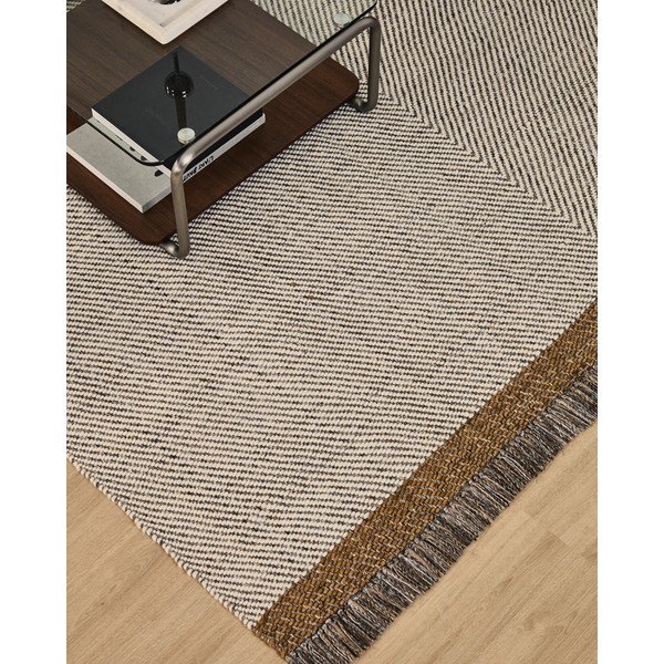 Rankų darbo kreminės spalvos iš vilnos kilimas 200x300 cm Brina – Kave Home-image-2