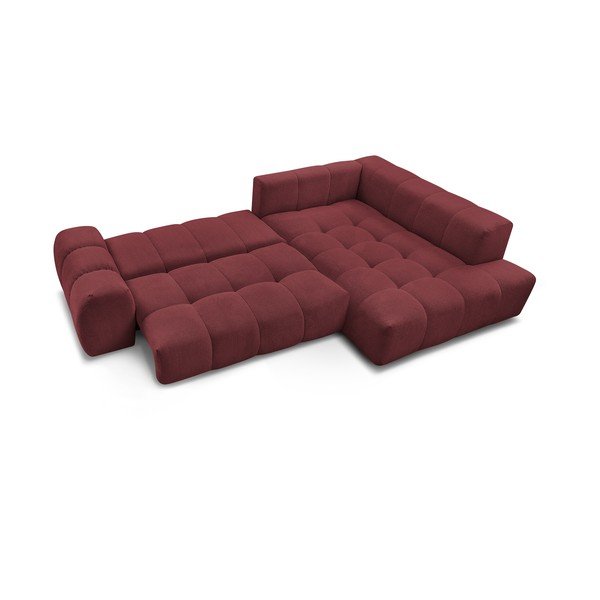 Bordo spalvos iš šenilinio audinio sulankstoma/su sandėliavimo vieta kampinė sofa (su dešiniuoju kampu/„L“ formos) Everest – Bobochic Paris-image-4