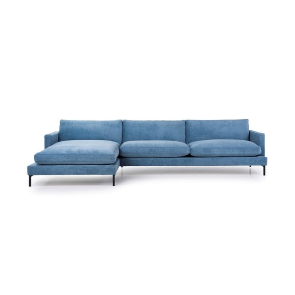 Šviesios mėlynos spalvos kampinė sofa Scandic Leken, kairysis kampas