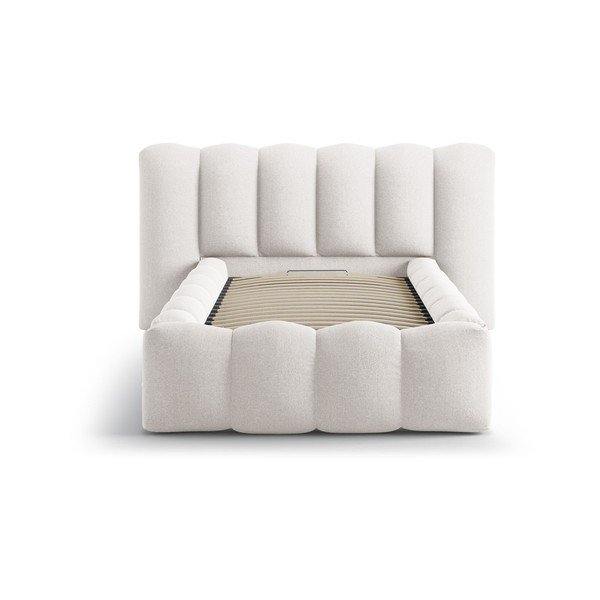 Kreminės spalvos viengulė lova audiniu dengta su sandėliavimo vieta su lovos grotelėmis 90x200 cm Lupine – Micadoni -image-3