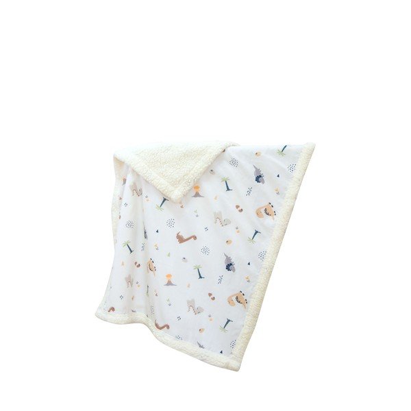 Baltos spalvos iš ranforce medvilnės vaikiškas pledas 75x100 cm Dinozor – Mijolnir