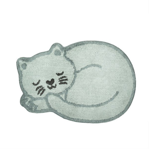 Šviesiai mėlynos spalvos iš medvilnės vaikiškas kilimas 43x60 cm Sleeping Cat – Sass & Belle