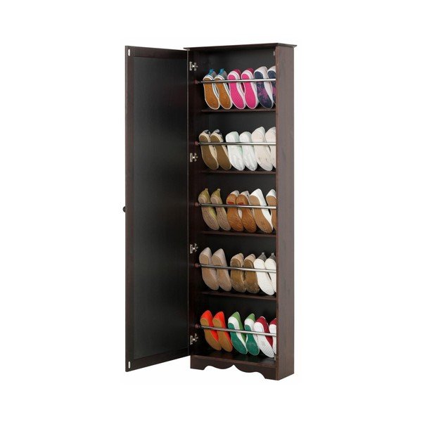 Tamsiai ruda pušies masyvo batų spinta su veidrodžiu "Støraa Amanda-image-2