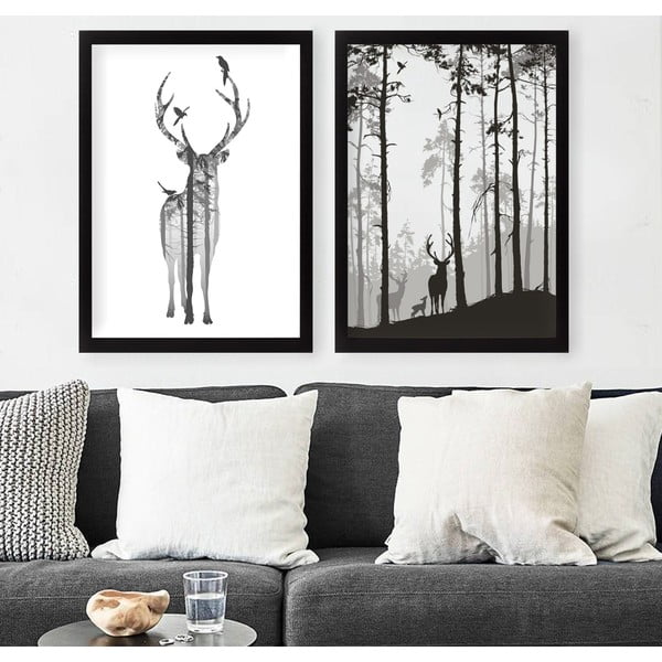 Paveikslai 2 vnt. 34x44 cm Deer – Wallity-image-1