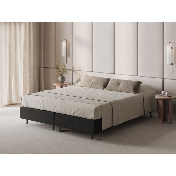 Juodos spalvos viengulė lova audiniu dengta be galvūgalio 90x200 cm Whale – Micadoni -image-1