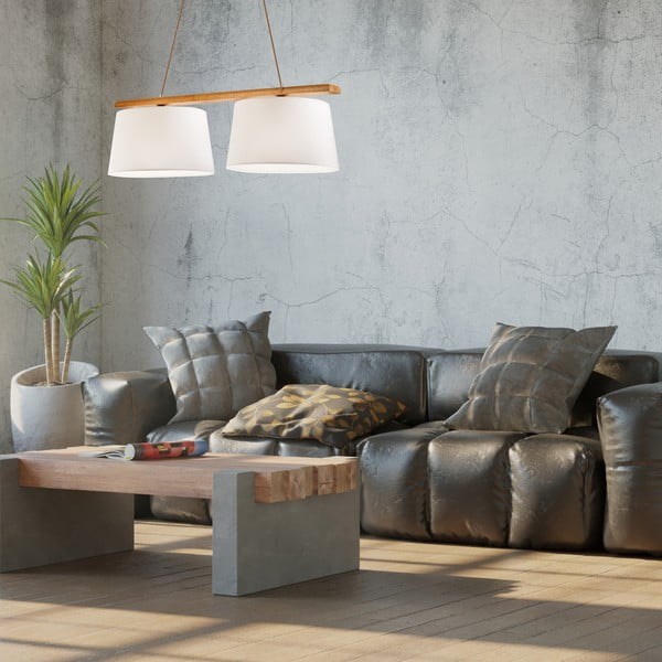 Kabantis šviestuvas rudos spalvos ø 35 cm su tekstiliniu gaubtu Aida – LAMKUR-image-3