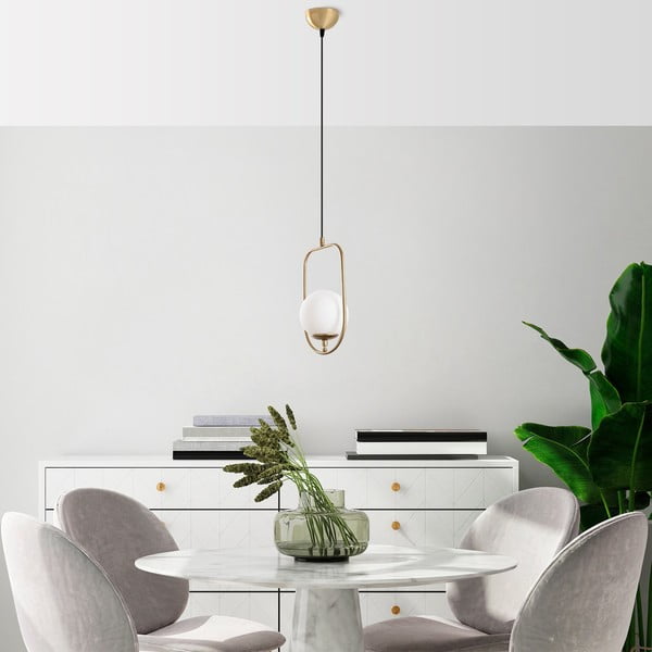 Kabantis šviestuvas auksinės spalvos su stiklo gaubtu Skew – Opviq lights-image-2