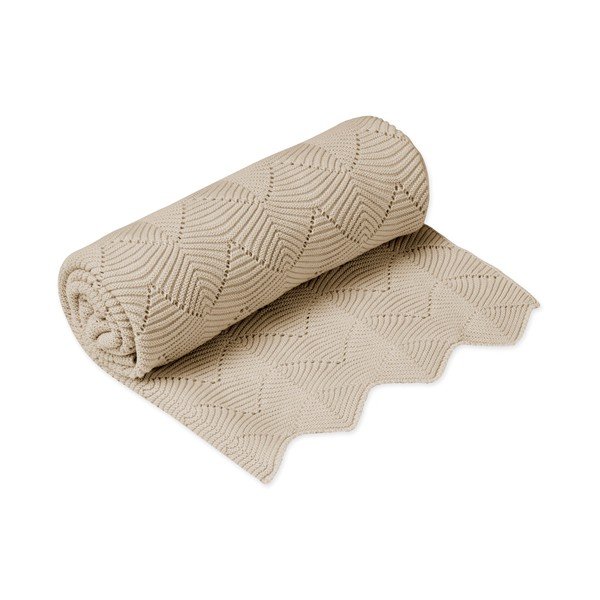 Smėlio spalvos iš organiškos medvilnės megztas vaikiškas pledas 80x100 cm Almond – Cam Cam Copenhagen