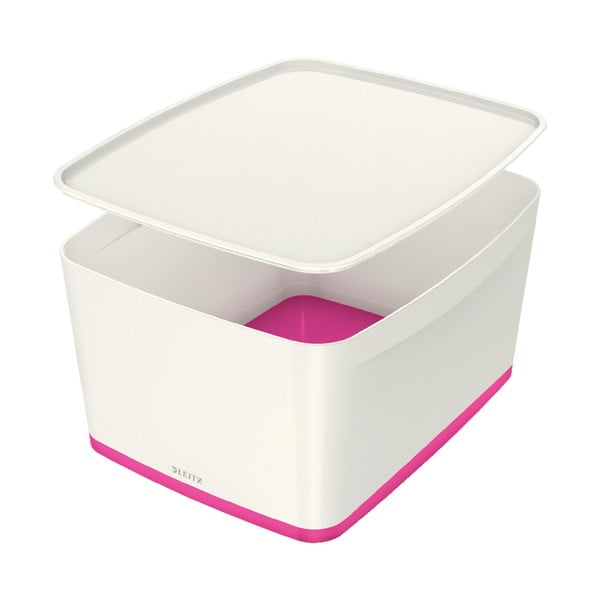 Iš plastiko daiktadėžė baltos spalvos/rožinės spalvos su dangčiu 32x38.5x20 cm MyBox – Leitz