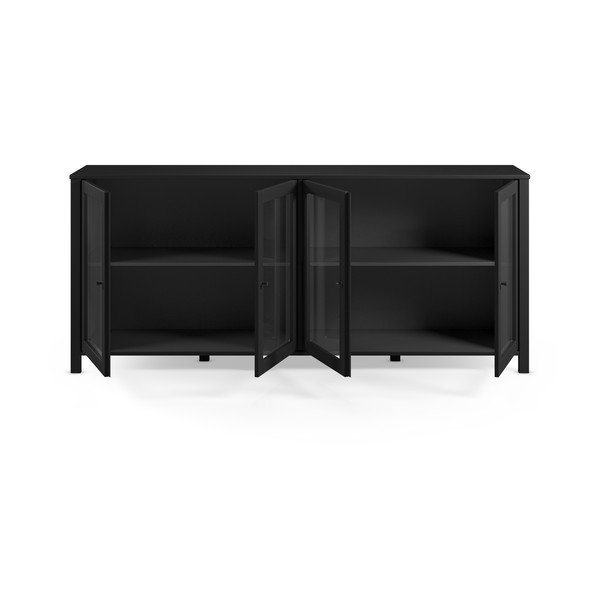 Juodos spalvos iš pušies masyvo vitrina 186x80x40 cm Alessandra – Marckeric-image-3