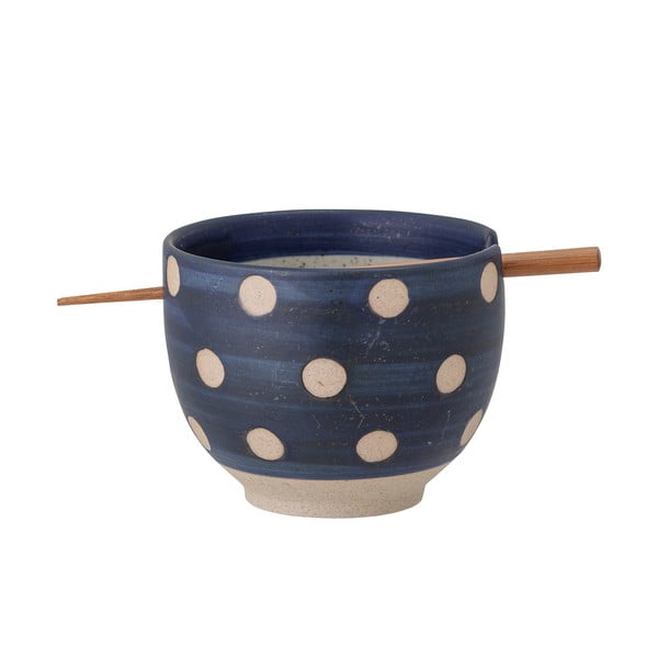 Mėlynas keraminis dubuo su valgymo lazdelėmis Bloomingville Masami, ø 13 cm-image-2