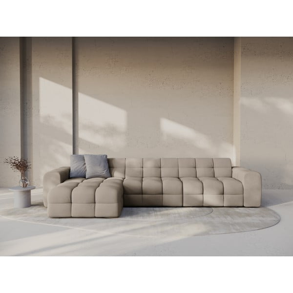 Rudos spalvos kampinė sofa (su kairiuoju kampu/su gultu) Kendal – Micadoni -image-1