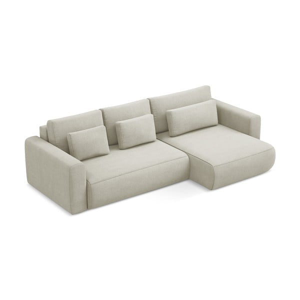 Smėlio spalvos sulankstoma/su sandėliavimo vieta kampinė sofa (su dešiniuoju kampu/su gultu) Kapua – Makamii-image-4