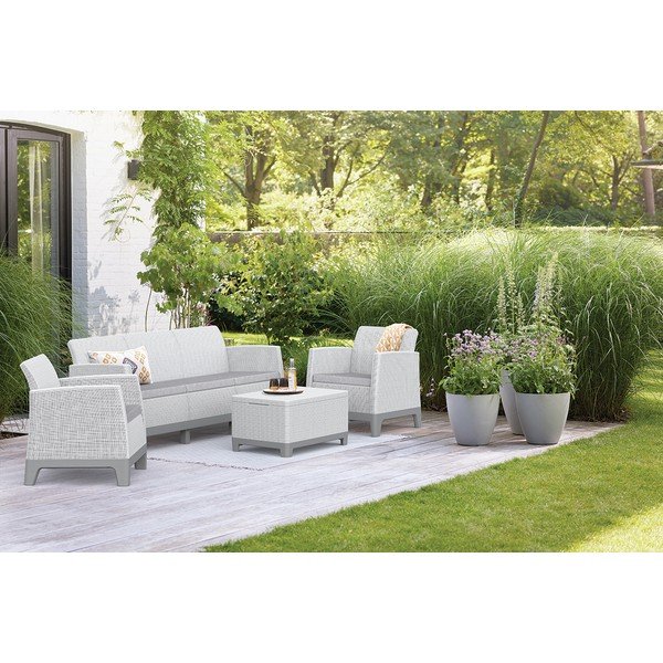 Šviesiai pilkos spalvos sodo poilsio baldų komplektas 5 žmonėms Scandi Forma – Keter-image-1