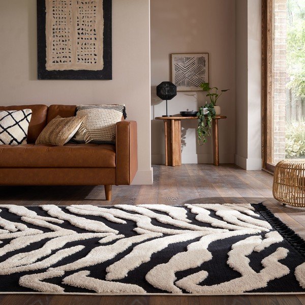 Juodos ir baltos spalvos kilimas 160x230 cm Esra Zebra – Flair Rugs-image-1