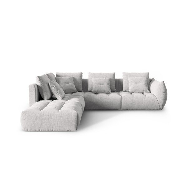 Kampinė sofa šviesiai pilkos spalvos (su kairiuoju kampu/„L“ formos) Bloom – Micadoni Home