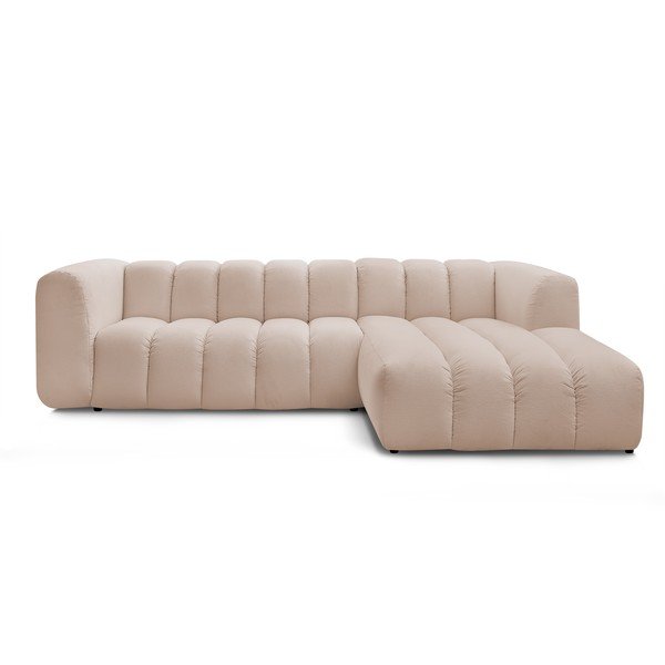 Smėlio spalvos kampinė sofa (su dešiniuoju kampu/su gultu) Talia – Bobochic Paris