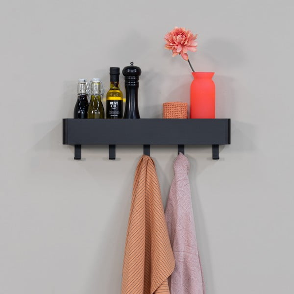 Sieninė juodos spalvos iš plieno vonios lentyna Multi – Spinder Design-image-1