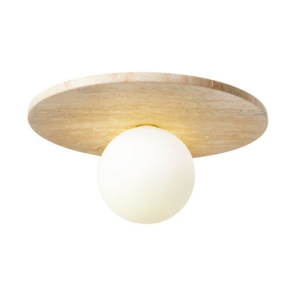 Smėlio spalvos iš akmens lubinis šviestuvas ø 12 cm su stiklo gaubtu Hilde – Opviq lights