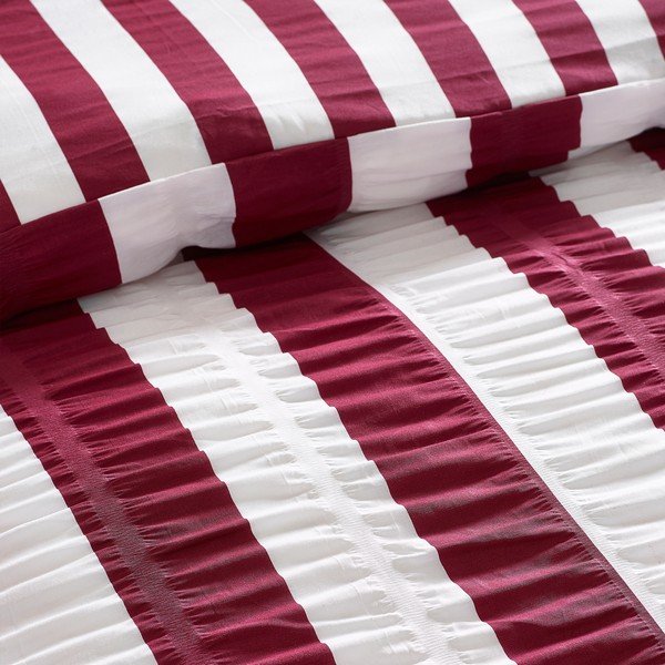 Tamsiai violetinės spalvos dvigulė patalynė 200x200 cm Seersucker Frill Stripe – Catherine Lansfield-image-4