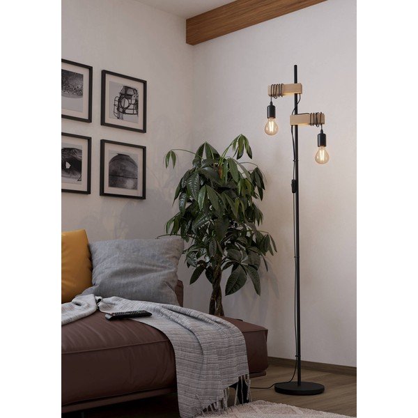 Pastatomas šviestuvas juodos spalvos/natūralios spalvos LED (aukštis 166,5 cm) TOWNSHEND – EGLO-image-1