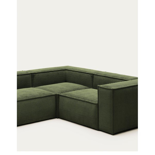 Žalios spalvos kampinė sofa iš kordinio velveto Blok – Kave Home-image-4
